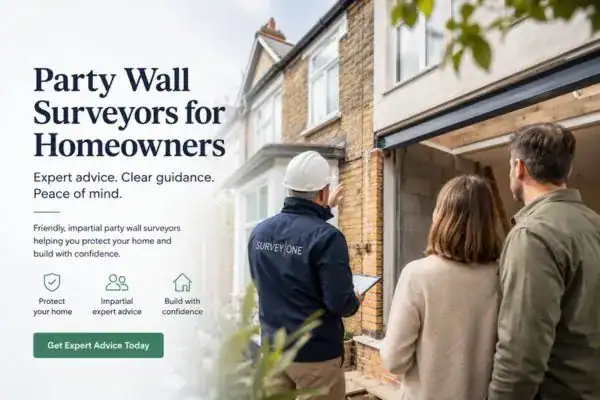 Image of couple with Party wall survey from Survey One Derby